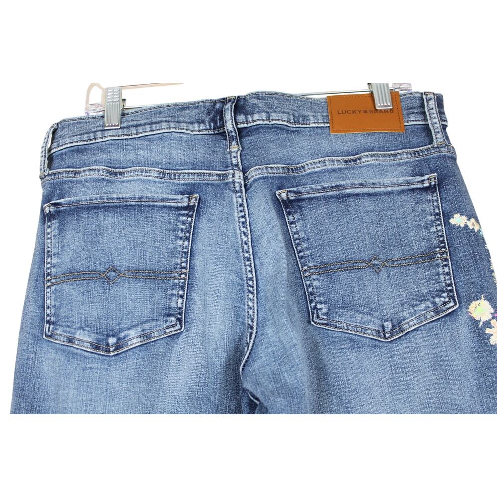 Lucky Brand Legend Sweet Straight Blue Embroidered Mid Rise Denim Jeans Size 12 - Picture 6 of 12